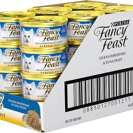 FANCY FEAST Classic Paté Adult Wet Cat Food Ocean Whitefish & Tuna Feast 24x85g