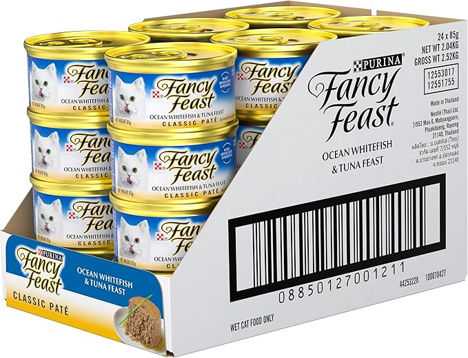 FANCY FEAST Classic Paté Adult Wet Cat Food Ocean Whitefish & Tuna Feast 24x85g