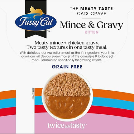 Fussy Cat Grain Free Twice as Tasty Kitten Wet Food, Kitten Mince 12x80g