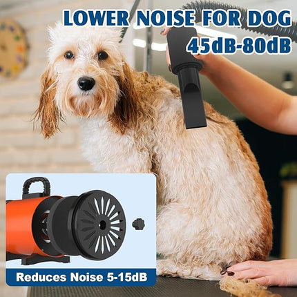 ADVWIN Dog Dryer, Pet Grooming Blow Dryer with LCD Display & Temperature Control, 50-120m/s Adjustable Speed, 4 Different Nozzles, Orange