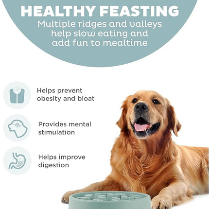 Outward Hound Fun Feeder Slo Bowl, Large Slow Feeder Dog Bowl, 4 Cups, Sage