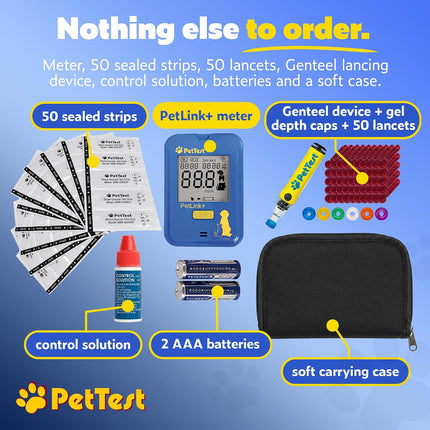 PetTest PetLink+ Genteel Glucose Kit for Dogs and Cats, Pain-Free Wireless