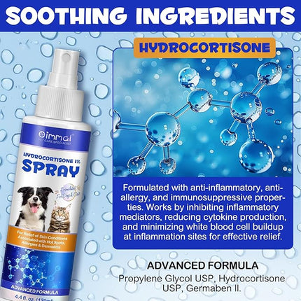 Pet Hydrocortisone Spray for Dogs & Cats 120ml, Natural Soothes Hot Spots, Rashes & Skin Irritations, Reduces Topical Inflammation, Allergy Relief