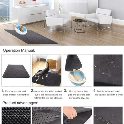Cat Litter Box Mat Litter Double-Layer Design Waterproof, Soft on Paws Cat Tray Mat (Small)