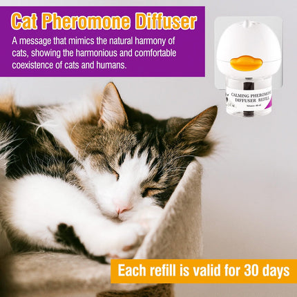 Cat Calming Pheromone Diffuser Reduces Conflict Between Cats Effective Anxiety Relief 48ML 2 Fits All Cats