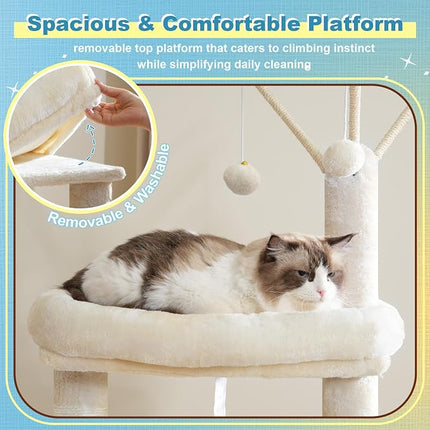 Hey-brother Cat Tree Tower with 3 Condos, Step Climbing Pathway MPJ081M
