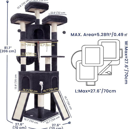 Cat Tree, 81.1" Tall Heavy Duty Cat Tower for Large Cats VCT032G
