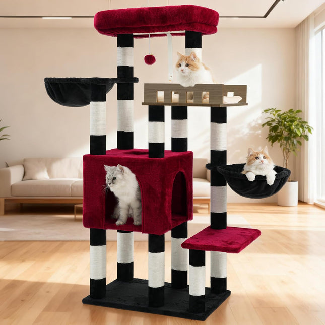Gitelsnour Sturdy Cat Tree Tower for Large Cats, Big Wooden Perch, GCT023BR