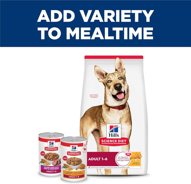 Hill's Science Diet Adult Wet Dog Food, Savory Stew with Chicken and Vegetables, 363g, 12 Pack, Canned