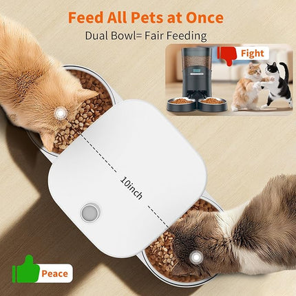 HoneyGuaridan Automatic Cat Feeder with 5G WiFi, Automatic Cat Food Dispenser for 2 Cats, APP Control Dispenser, Dual Power Supply,Desiccant Bag,10s Meal Call