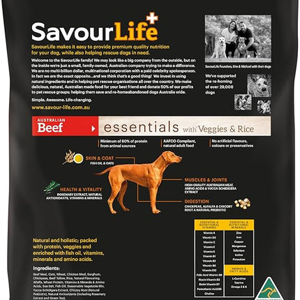 SavourLife Essentials Dog Food, Australian Beef Veggies & Rice, 3kg