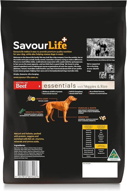 SavourLife Essentials Dog Food, Australian Beef Veggies & Rice, 3kg
