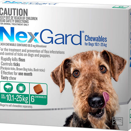 Nexgard, Flea & Tick Monthly Chew, Dog, 10.1-25kg, 6pk
