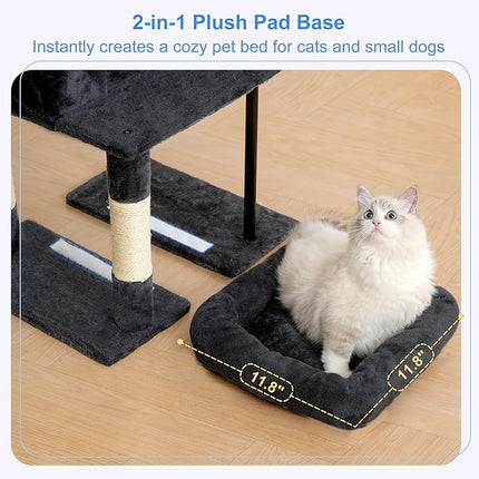 Heybly Cat Tree, 45.3" Cat Tower for Indoor Cats with Large Perch HCT202SG | All-in-One Cat Furniture with Cozy Bed, Smoky Gray