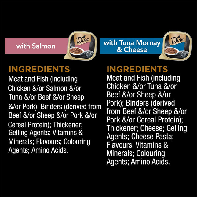 DINE Mixed Multipack Wet Cat Food, Salmon, Saucy Morsels with Tuna Tray 85g, 28 Pack