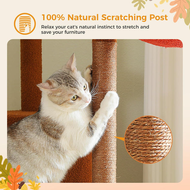 PAWZ Road Large Cat Tree Floor to Ceiling Cat Tower with a Cozy Condo, 6-Tier Cat Climbing Activity Center