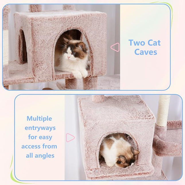 Hey-brother Cat Tree Tower with Stable Extended Base, 3 Platforms, MPJ038MU