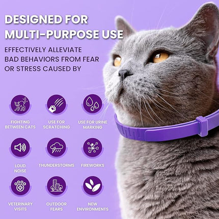 Pheromone Calming Collar for Cats: Breakaway Cat Calming Collar for Anxiety, 4 Pack (Purple)