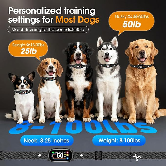 Dog Bark Collar for Small Medium Large Dogs 10-100lbs, Automatic Bark Device with Anti-False Trigger & Bark Count Tracking