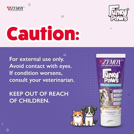 Zymox Funky Paws - Paw, Nose & Fold Cream for Dogs & Cats - Veterinary Strength - 90g