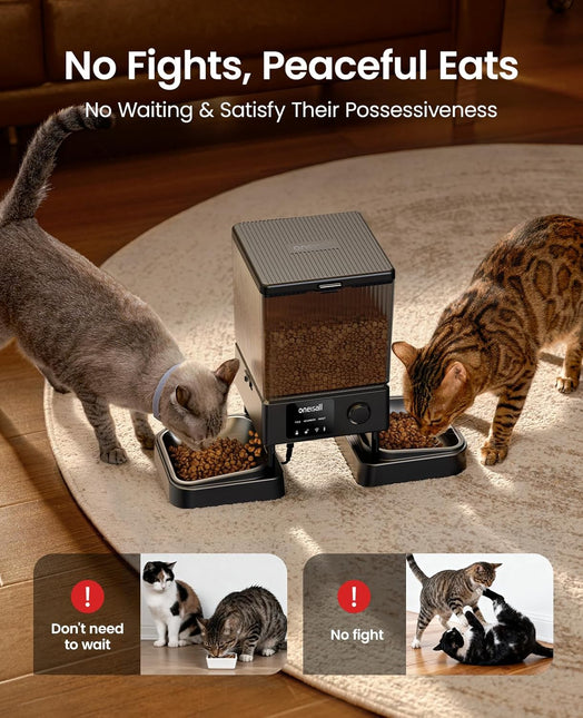 oneisall 5G WiFi Automatic Cat Feeder for 2 Cats, App Control, 20 Cups/5L