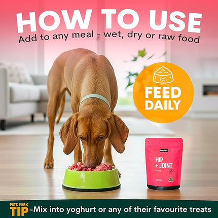 Petz Park Hip + Joint for Dogs 90 Scoops, Glucosamine for Dogs with Chondroitin and MSM, Dog Hip and Joint Supplement