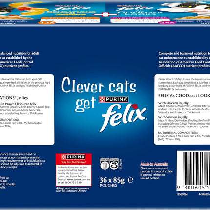 FELIX Adult As Good As It Looks™ & Sensations® Jellies Favourites Selection Wet Cat Food 36x85g