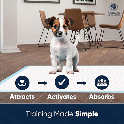American Kennel Club Charcoal Puppy Training Pads, with Anti-Slip Adhesive Backing, Quick Dry Gel and Activated Carbon Odor Control - 22 x 22-60 Count