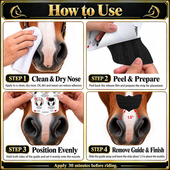 20 Pack Equine Nasal Strips Breath Aid Horses Nose Sticker Adhesive Patches
