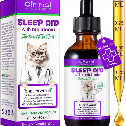 Melatonin Calming Drops for Cats & Kittens – Sleep Aid & Anxiety Relief Liquid,60ML