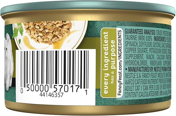 Fancy Feast Medleys Adult Wet Cat Food White Meat Chicken Florentine with Garden Greens in Sauce 24x85g