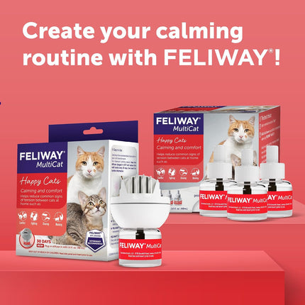 FELIWAY MultiCat Cat Calming Diffuser Kit and 1 Pack Refill – Helps Reduce Fighting, Tension and Aggression Between Cats Due to Stress – 30‑Day Cat Pheromone Plug in Diffuser for Multi‑Cat Homes