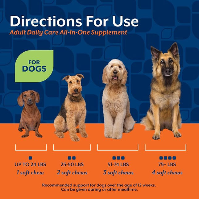 NaturVet All-in-One Adult Dog Daily Care, 10-in-1 Dog Supplement - 120 Count