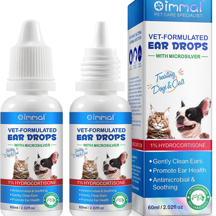 Dog Ear Infection Treatment 60mL | with 1% Hydrocortisone | Pack of 2