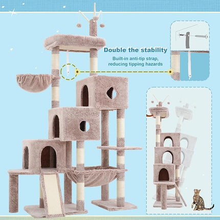 Hey-brother Cat Tree Tower with 3 Condos, Step Climbing Pathway MPJ081MU