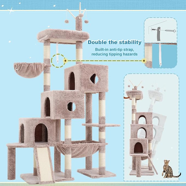 Hey-brother Cat Tree Tower with 3 Condos, Step Climbing Pathway MPJ081MU