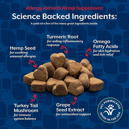 NaturVet Hemp Allergy Aid Supplement for Dogs - 120 Soft Chews