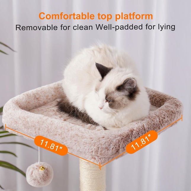 Heybly 110cm Cat Tree with Toy, Cat Tower for Indoor Cats,  Multi-Level House for Kittens, Muchroom HCT004SMU