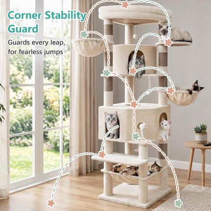 Cat Tree, 81.1" Skyward Corner Cat Tower for Large Cats VCT031MJ