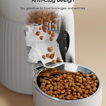Faroro 4L/17 Cups Automatic Cat Feeder 1-6 Meals Per Day, 30s Voice Recording, Dual Power Supply for Cats and Small Dogs