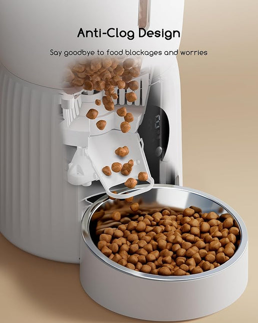 Faroro 4L/17 Cups Automatic Cat Feeder 1-6 Meals Per Day, 30s Voice Recording, Dual Power Supply for Cats and Small Dogs