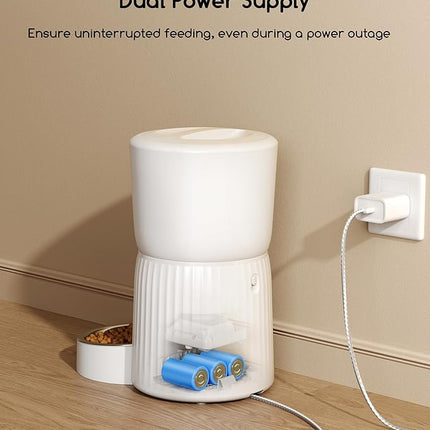 Faroro 4L/17 Cups Automatic Cat Feeder 1-6 Meals Per Day, 30s Voice Recording, Dual Power Supply for Cats and Small Dogs