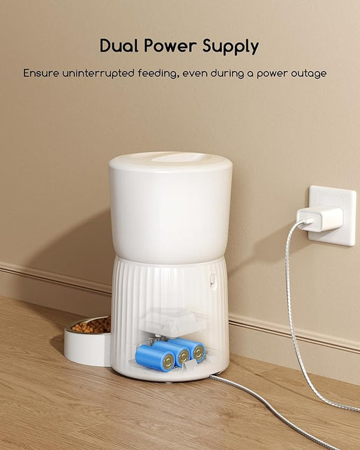 Faroro 4L/17 Cups Automatic Cat Feeder 1-6 Meals Per Day, 30s Voice Recording, Dual Power Supply for Cats and Small Dogs