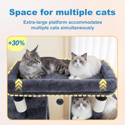 Hey-brother Cat Tree Tower with Sturdy Wide Base, Large Platforms, MPJ083G