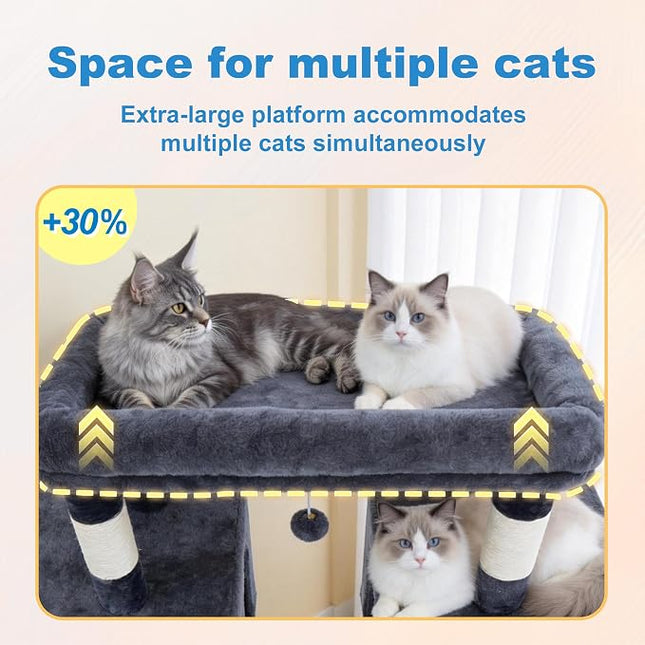 Hey-brother Cat Tree Tower with Sturdy Wide Base, Large Platforms, MPJ083G