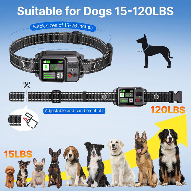 GPS Wireless Dog Fence, Electric Fence for Dogs | Circular Boundary from 49 to 6561 ft | Outdoor Use Only