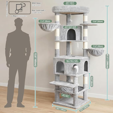 Cat Tree, 81.1" Skyward Corner Cat Tower for Large Cats VCT031W