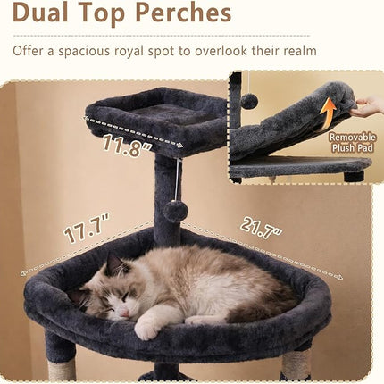 Heybly 64.2" Heavy-Duty Cat Tree for Large Cats, Extra-Large Hammock, Smoky Gray