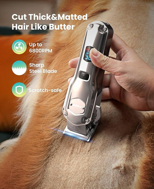 oneisall Dog Clippers for Grooming Thick/Heavy Coats, 4-in-1 Dog Grooming Kit