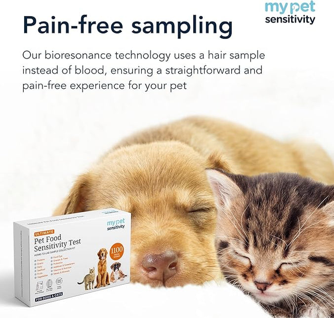 Ultimate At-Home Pet Sensitivity Test | 1100 Items | Quick Results | Non-Invasive Hair Collection | Food, Environment, Nutrient & Mineral Analysis | All Breeds & Ages
